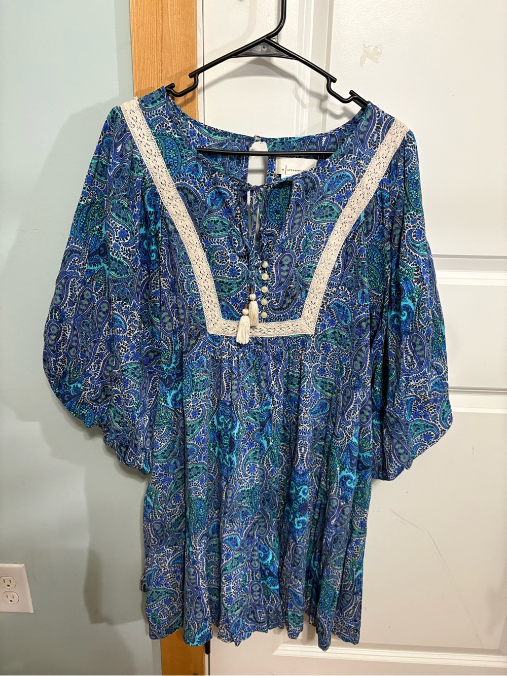 Anthropologie Boho Paisley Romper in Blue